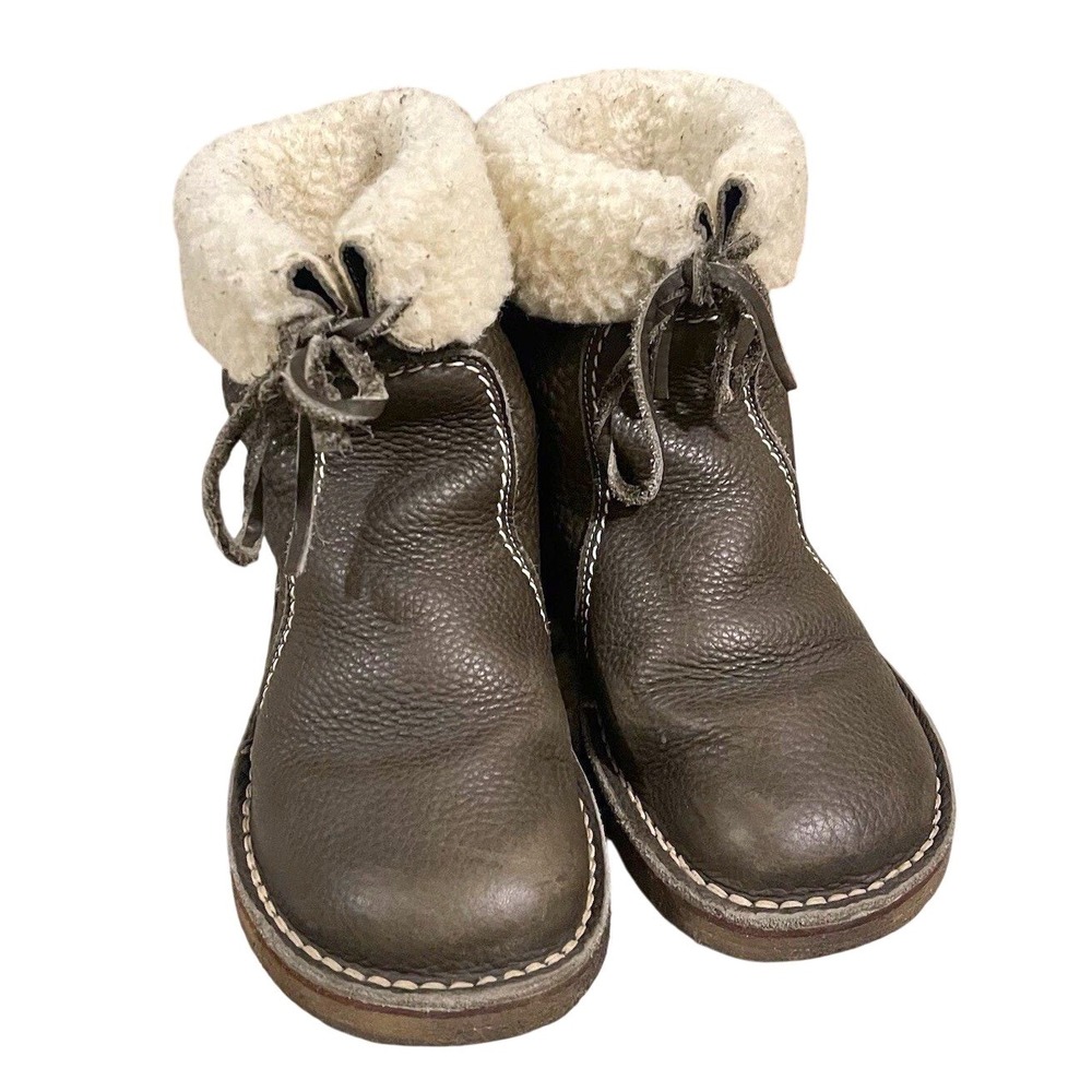 Duckfeet Arhus Winter Snow Boots in OLIVE Leather Shearling Womens US 9.5 EU 40